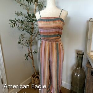 American Eagle Outfitters Red and Pink Jumpsuit with Spaghetti Straps